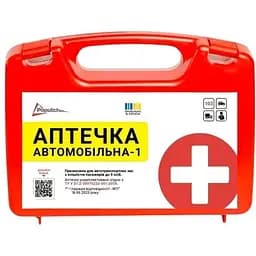 Аптечка медицинская автомобильная-1 Poputchik согласно ТУ пластиковый футляр (02-053-П) 