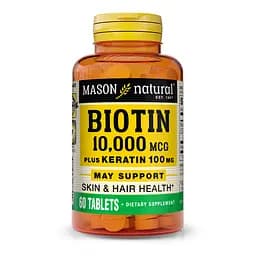Вітаміни та мінерали Mason Natural Biotin 10000 mcg Plus Keratin 60 таблеток