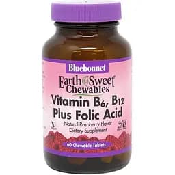 Витамины и минералы Bluebonnet Earth Sweet Chewables Vitamin В6 Vitamin В12 and Folic Acid 60 жевательных таблеток