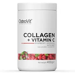 Для суглобів та зв'язок OstroVit Collagen + Vitamin C Raspberry lemonade with mint 400 г