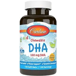 Жирные кислоты Carlson Labs Kid's Chewable DHA 120 капсул - апельсин