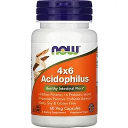 Пробіотики Now Foods 4x6 Acidophilus 60 рослинних капсул