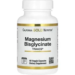 Магній бісгліцинат California Gold Nutrition Magnesium Bisglycinate Formulated with TRAACS 200 мг 60 вегетаріанських капсул