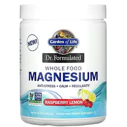 Магній Garden of Life Whole Food Magnesium Powder зі смаком малини та лимона 421.5 г (GOL12280)