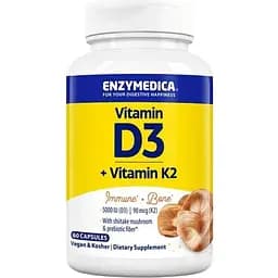 Витамины и минералы Enzymedica Vitamin D3 + Vitamin K2 60 капсул