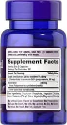 Натуральна добавка Puritan's Pride Grape Seed Extract 60 mg with Resveratrol 30 mcg 100 капсул - мініатюра 2