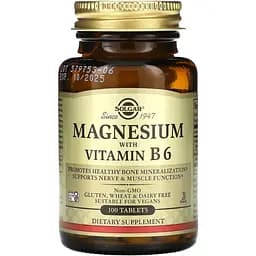 Магній з вітаміном В-6 Solgar Magnesium with Vitamin B6 100 таблеток