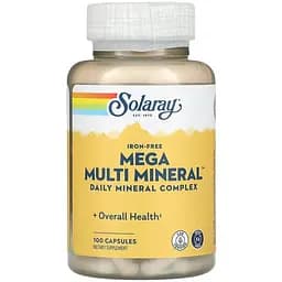 Дієтична добавка Solaray Mega Multi Mineral Iron-Free 100 капсул