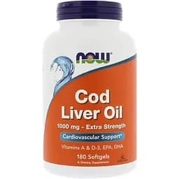 Риб'ячий жир з печінки тріски Now Foods Cod Liver Oil 1000 мг 180 капсул (NOW-01744)