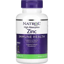 Цинк Natrol High Absorption Zinc з натуральним ананасовим смаком 60 жувальних таблеток