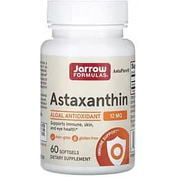 Астаксантин Jarrow Formulas Astaxanthin, 60 капсул для поддержания кожи, глаз и иммунной системы