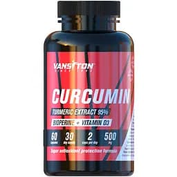 Натуральная добавка Vansiton Куркумин с Биоперином + Витамин D3, 60 капсул