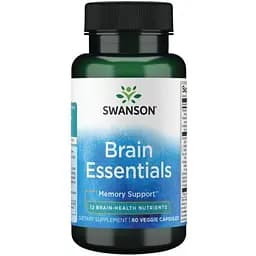 Комплекс для мозку та пам'яті Swanson Brain Essentials 60 вегетаріанських капсул (100-65-7638997-20)