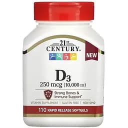 Вітамін D3 21st Century D3 250 mcg 10000 IU 110 капсул