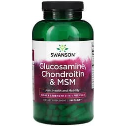 Комплекс для суглобів Swanson Glucosamine Chondroitin & MSM Higher Strength 240 таблеток