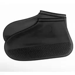 Багаторазові бахіли-чохли для взуття від води та бруду силіконові L Black (kz133)