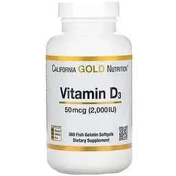 Витамины и минералы California Gold Nutrition Vitamin D3 50 mcg, 360 рыбных капсул