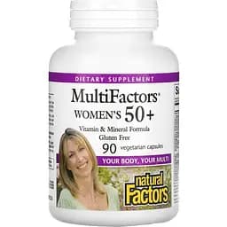Мультивітаміни для жінок 50+ Natural Factors MultiFactors Women's 50+, 90 вегетаріанських капсул