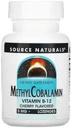 Вітаміни та мінерали Source Naturals Methylcobalamin 5 mg, 30 льодяників Вишня