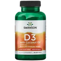 Вітаміни Swanson D3 with Coconut oil 2000 IU 60 капсул