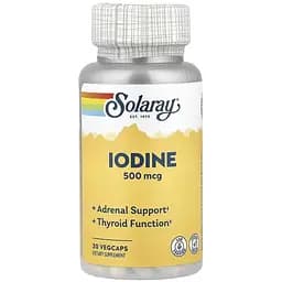 Дієтична добавка Solaray Iodine 500 мкг 30 вегетаріанських капсул