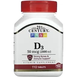 Вітамін D3 21st Century D3 50 mcg 2000 IU 110 таблеток