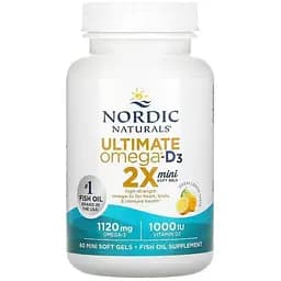 Риб'ячий жир з вітаміном Д3 Nordic Naturals Ultimate Omega D3 2X 1120 мг 60 капсул смак лимона (NOR-06105)