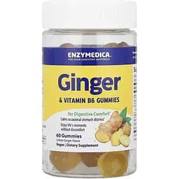 Натуральна добавка Enzymedica Ginger & Vitamin B6 Імбир-лимон 60 желейок
