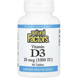 Витамин D3 Natural Factors Vitamin D3, 1000 МЕ 90 таблеток