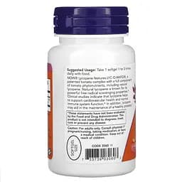 Натуральная добавка NOW Lycopene 10 mg, 60 капсул - мініатюра 3