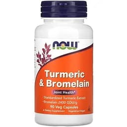 Натуральна добавка Now Turmeric & Bromelain 90 вегакапсул