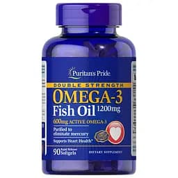 Жирные кислоты Puritan's Pride Double Strength Omega-3 Fish Oil 1200 mg 90 капсул