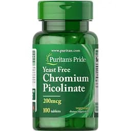 Вітаміни та мінерали Puritan's Pride Chromium Picolinate 200 мкг Yeast Free 100 таблеток