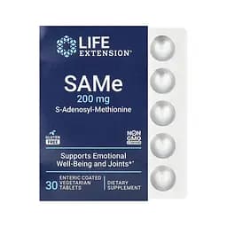 S-Аденозил-метіонін Life Extension S-Adenosyl-Methionine (SAMe) 200 мг 30 вегетаріанських таблеток