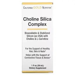 Комплекс холіну та кремнію California Gold Nutrition Choline Silica Complex для підтримки волосся, шкіри та нігтів  30 мл