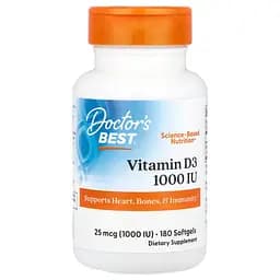 Вітамін Д3 Doctor's Best Vitamin D3, 1000 МО 180 капсул