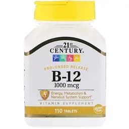 Витамин В12+ кальций 21st Century Vitamin B-12, 1000 мкг 110 таблеток