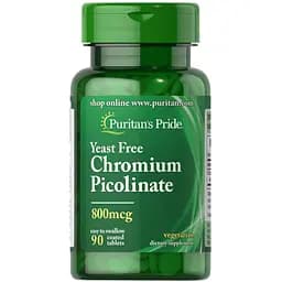 Витамины и минералы Puritan's Pride Chromium Picolinate 800 мкг Yeast Free 90 таблеток
