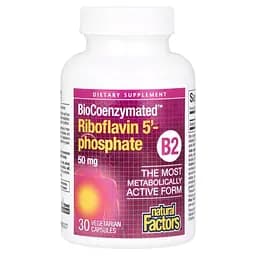 Рибофлавін 5'-фосфат Natural Factors BioCoenzymated Riboflavin 5' Phosphate 50 mg, 30 капсул активный витамин B2 для энергии и кожи - мініатюра 3