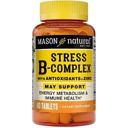 B-комплекс з антиоксидантами та цинком Mason Natural від стресу 60 таблеток