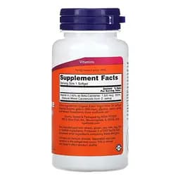 Вітаміни та мінерали NOW Natural Beta Carotene 25000 IU, 90 капсул - мініатюра 2