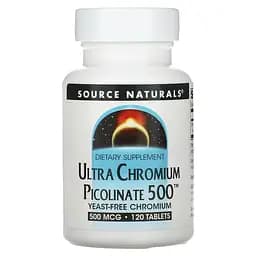 Вітаміни та мінерали Source Naturals Ultra Chromium Picolinate 500 mcg Yeast-Free 120 таблеток