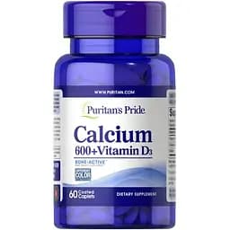 Витамины и минералы Puritan's Pride Calcium Carbonate 600 мг + Vitamin D 60 каплет