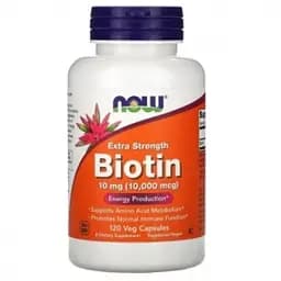Біотин 10 мг 10000 мкг підвищена міцність у вегетаріанських капсулах №120 Now Foods Biotin