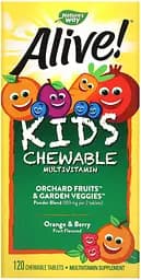 Вітаміни та мінерали Nature's Way Alive! Kids Chewable Multivitamin, 120 жувальних таблеток Апельсин-ягоди