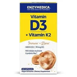 Вітаміни та мінерали Enzymedica Vitamin D3 + Vitamin K2, 60 капсул - мініатюра 2