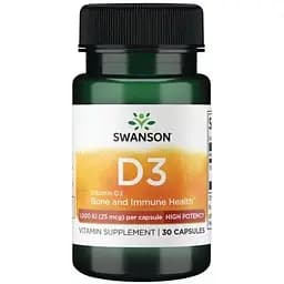 Вітаміни та мінерали Swanson Vitamin D3 1000 IU High Potency 30 капсул