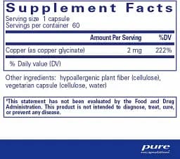 Мідь Pure Encapsulations Copper glycinate 60 капсул - мініатюра 2