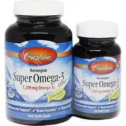 Супер Омега-3 Super Omega-3 Super Omega-3 Gems in fish gelatin 1200 мг 100+30 желатинових капсул
