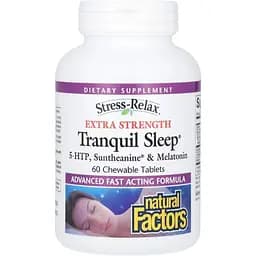 Спокойный сон Natural Factors Stress-Relax Tranquil Sleep Extra Strength 60 жевательных таблеток